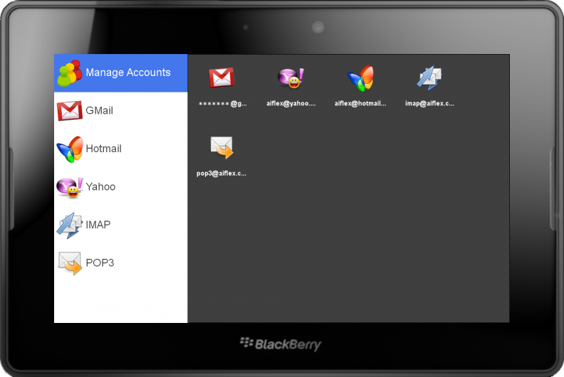 aMail - Email for Playbook Accounts aMail Manage Accounts